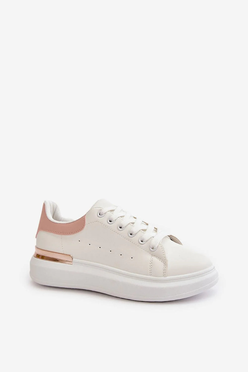 Baskets Step in style pour femmes élégance plateforme cuir artificiel détail métallique rose blanc toutes occasions