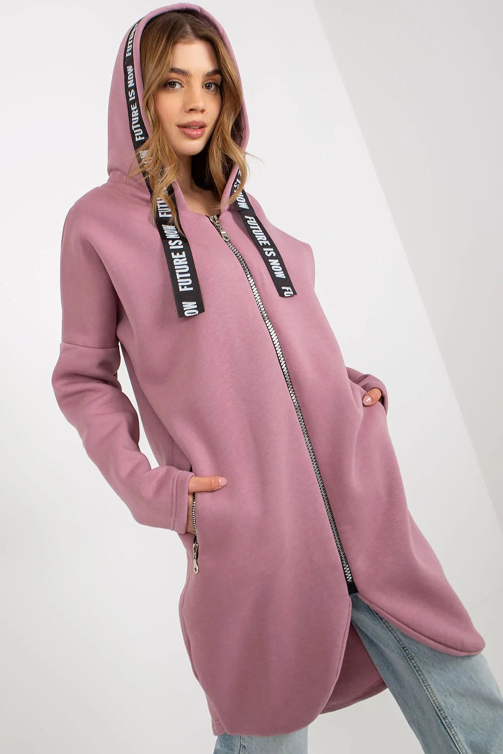 Manteau Femme Style Contemporain Urban Asymétrique Bleu Sarcelle Matière Confortable Coupe Amples Manches Longues Capuche Zippée Poches Latérales Zippées Occasions Daily Casual Chic