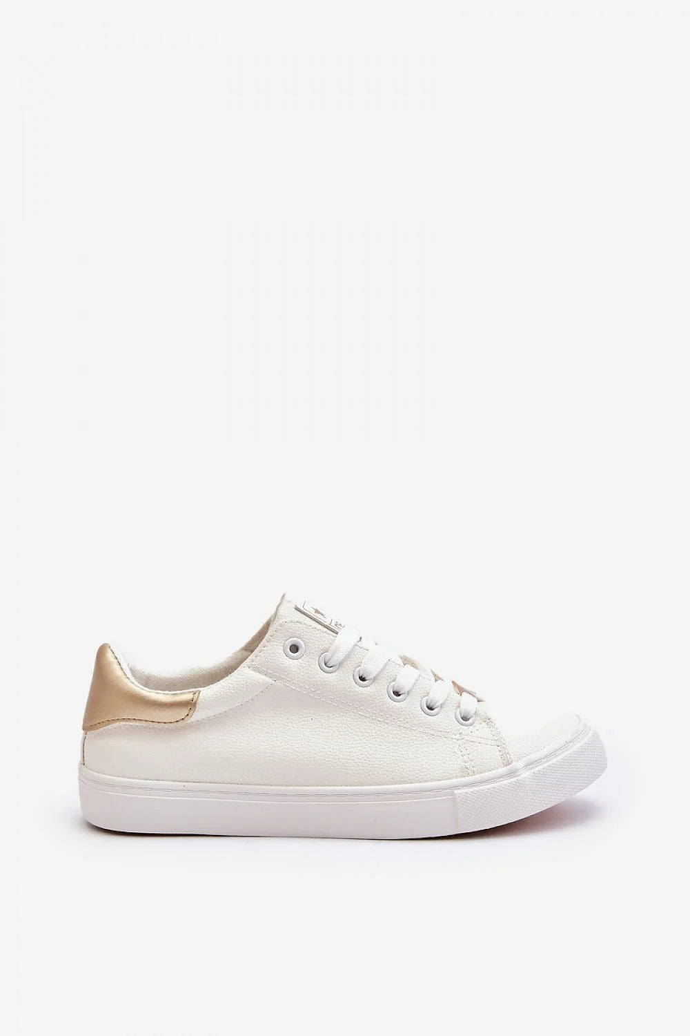 Baskets femmes design moderne minimaliste cuir artificiel élégance confort style casual couleur blanc cassé talon doré semelle épaisse occasions multiples