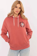 Sweatshirt Sublevel pour femme, terracotta, hood, kangourou, coton-polyester, style moderne, loose fit, graphique YOU ARE DIFFERENT