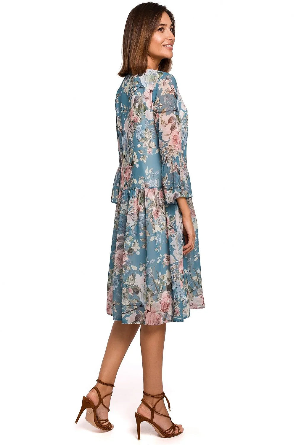 Robe de jour en mousseline de soie fleurie ample élégante pour femmes journées chaudes 2023