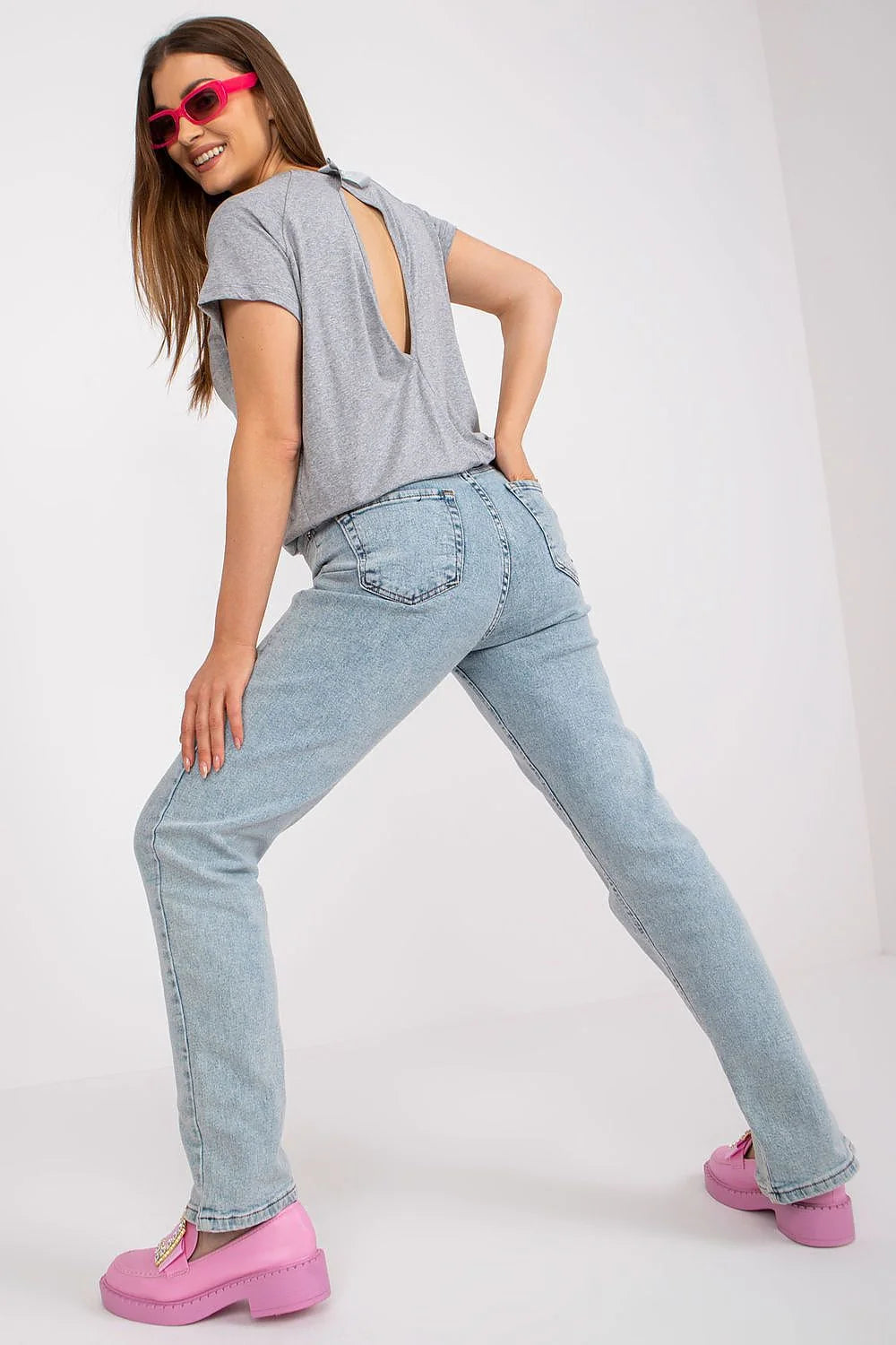 Ensemble pantalon t-shirt coton décontracté élégant femmes modernes manches courtes violet blanc fentes style