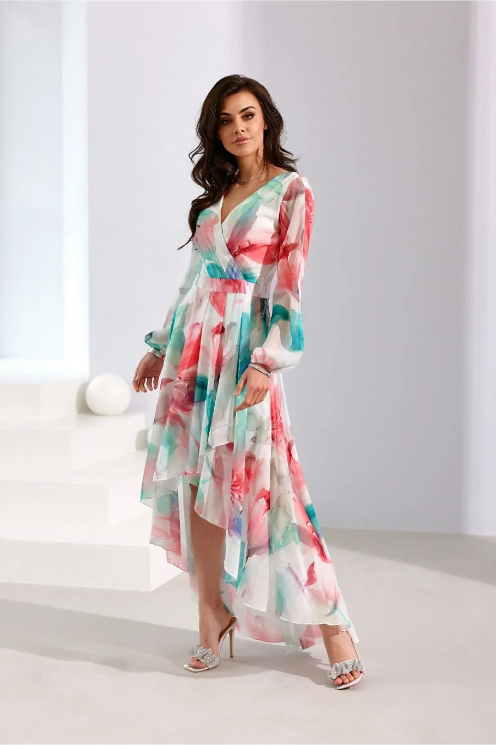 Robe de jour Roco Fashion asymétrique longue manches longues décolleté croisé tailleur femme été soirées occasionnels