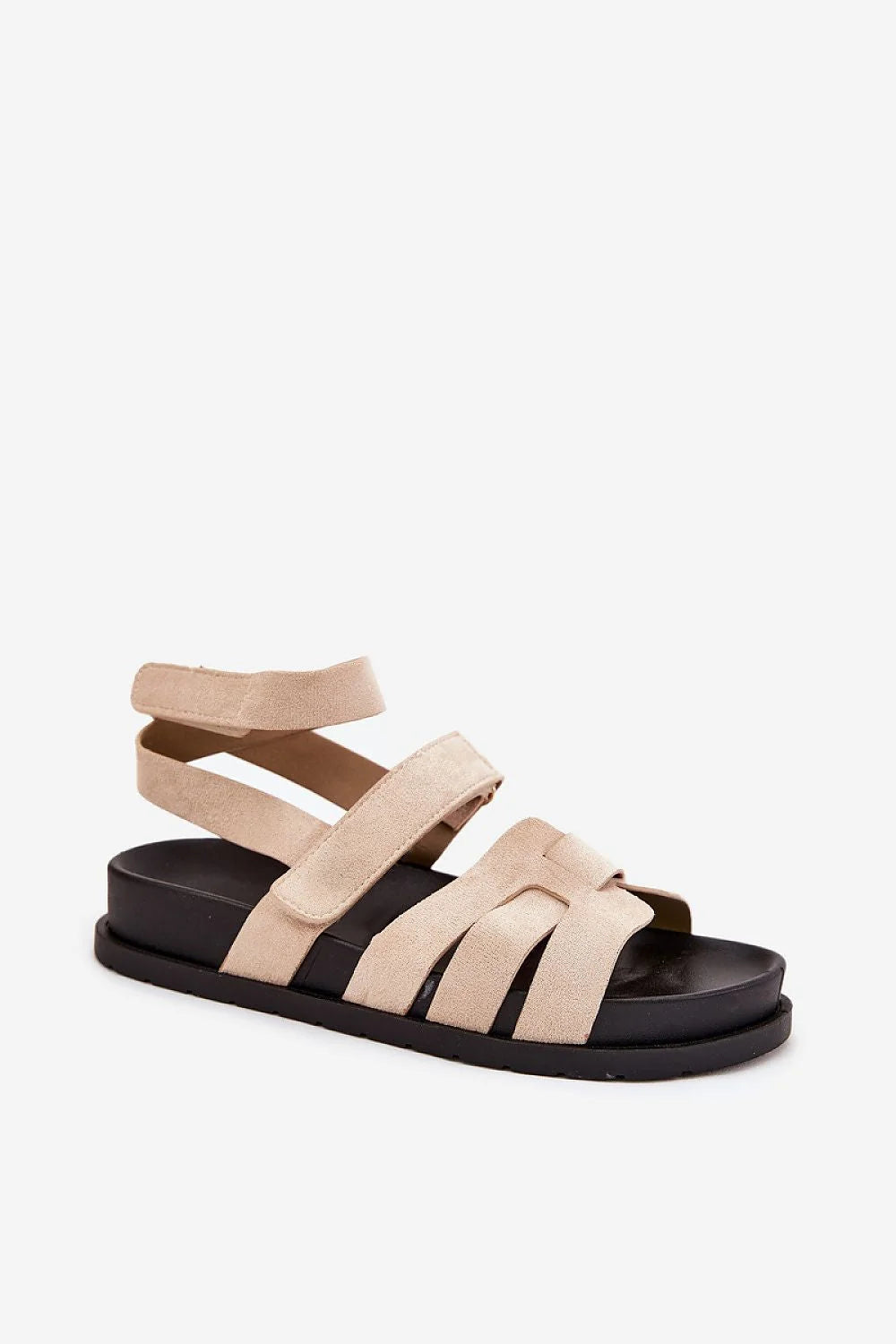 Sandales en cuir suédé beige modernes et confortables pour femmes, style bohème, plateforme 3cm, sandales été, mode décontractée