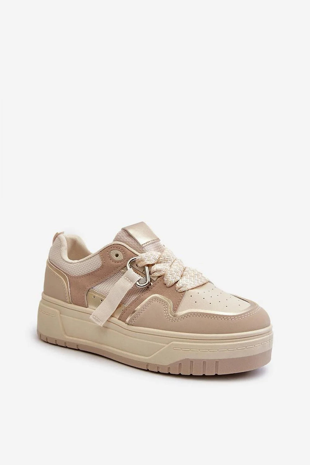 Chaussures de sport Step in style basses plateforme cuir synthétique beige mode urbaine femmes confortable tige basse semelle épaisse