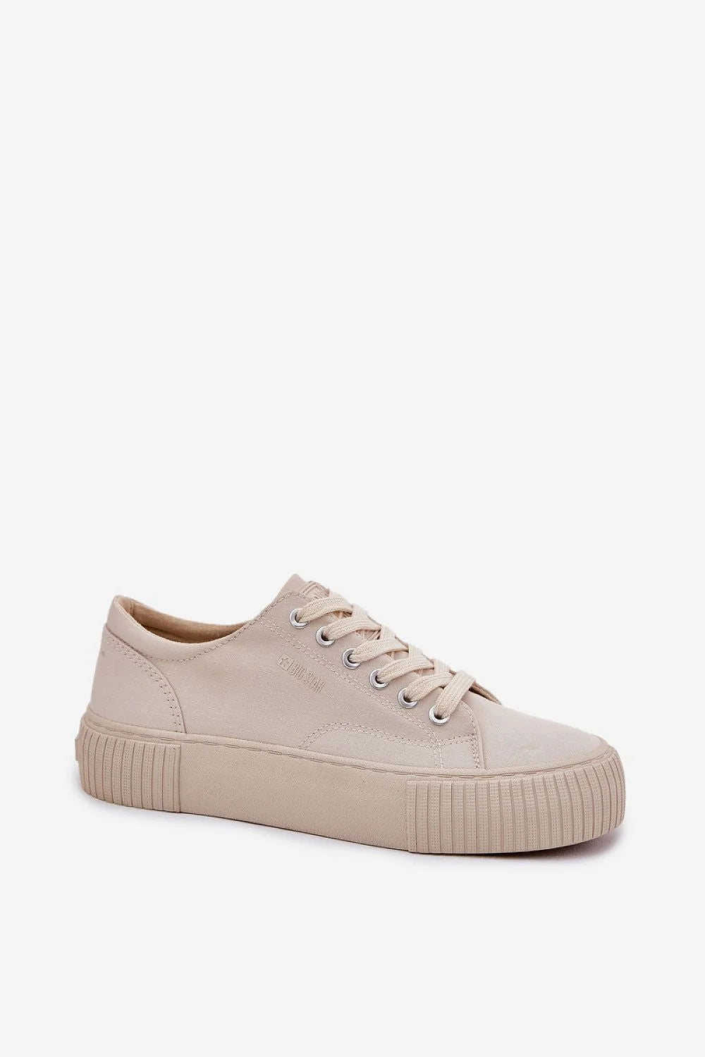 Baskets pour femmes Big Star beige clair textile confortable plateforme 5.5 cm style minimaliste occasion quotidienne