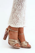 sandales talons stiletto Maciejka cuir naturel beige brides multiples boucles dorées cheville rembourré semelle marbrée plateforme élégantes