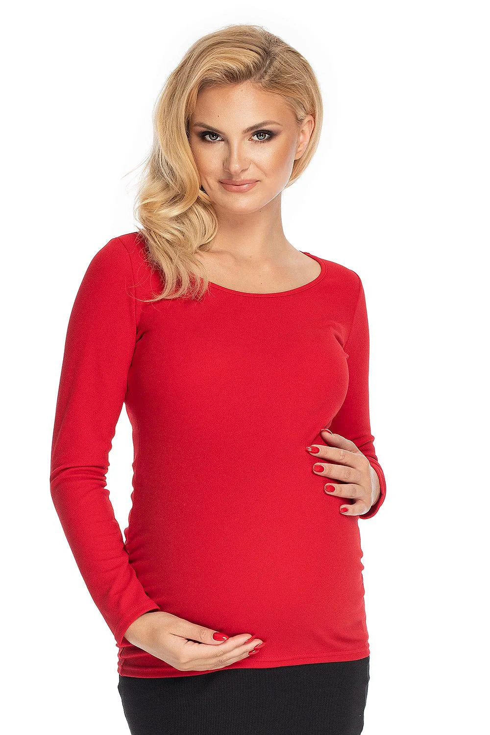 Haut de maternité extensible noir en jersey confortable et élégant pour future maman chic quotidienne
