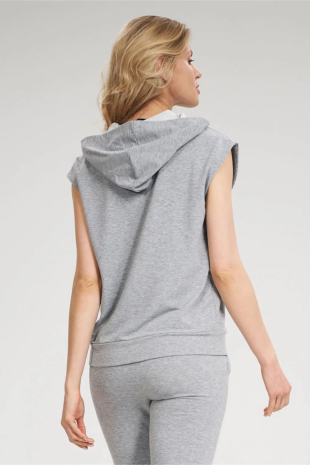 Sweat à capuche sans manches en coton jaune pâle coupe ample style décontracté pour femme moderne