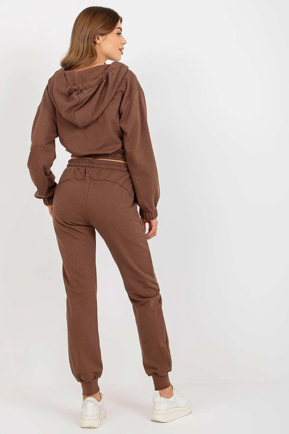 Ensemble Ex Moda pour femmes : sweat à capuche court, pantalon joggers élastique, tissu coton polyester, style décontracté et moderne, couleur jaune vif, idéal pour la détente et le streetwear