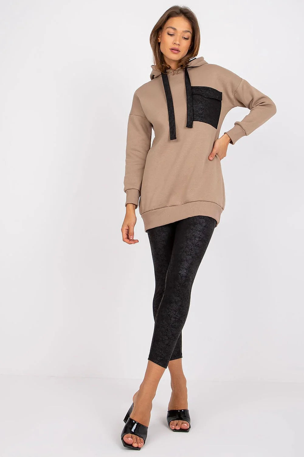 Ensemble de survêtement mode féminin sweat-shirt capuche leggings taille ajustée coton elasthanne polyester femme