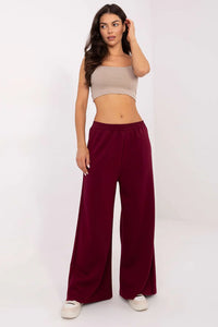 pantalon palazzo femme large lounge bordeaux taille elastique mi haute jambe extra longue tissu doux fluide extensible viscose polyester poches
