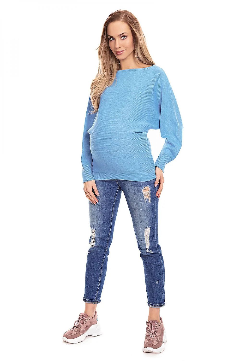 Chandail grossesse Pee Ka Boo ample oversize coupe kimono manches longues bleu ciel confort femmes enceintes
