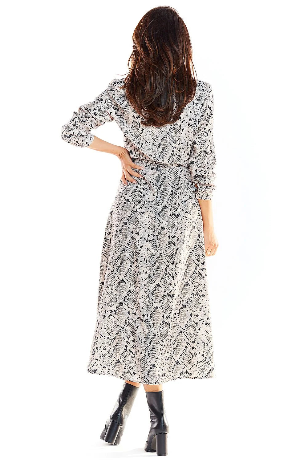 Robe longue élégante en polyester imprimé floral bohème pour femme moderne avec ceinture à la taille