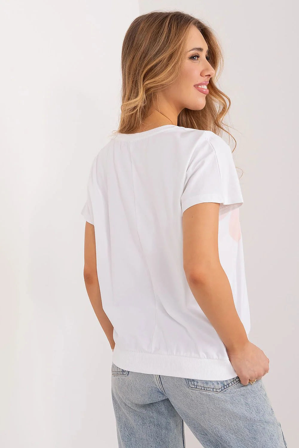 Chemisier Rue Paris pour femme, design floral estival, blanc, coton, coupe ample, manches courtes, encolure ronde, élastique à la taille, style casual, quotidien