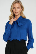 chemisier Nife viscose doux léger fluide coupe régulière manches longues poignet large boutons décoratifs foulard nouable polyvalent élégant professionnel cocktail