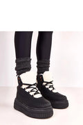 bottines sport femme montantes lacets fermetureeclair cuir écologique doublure fourrure chaude plateforme haute crantée antidérapante bout rond semelle tissu confort