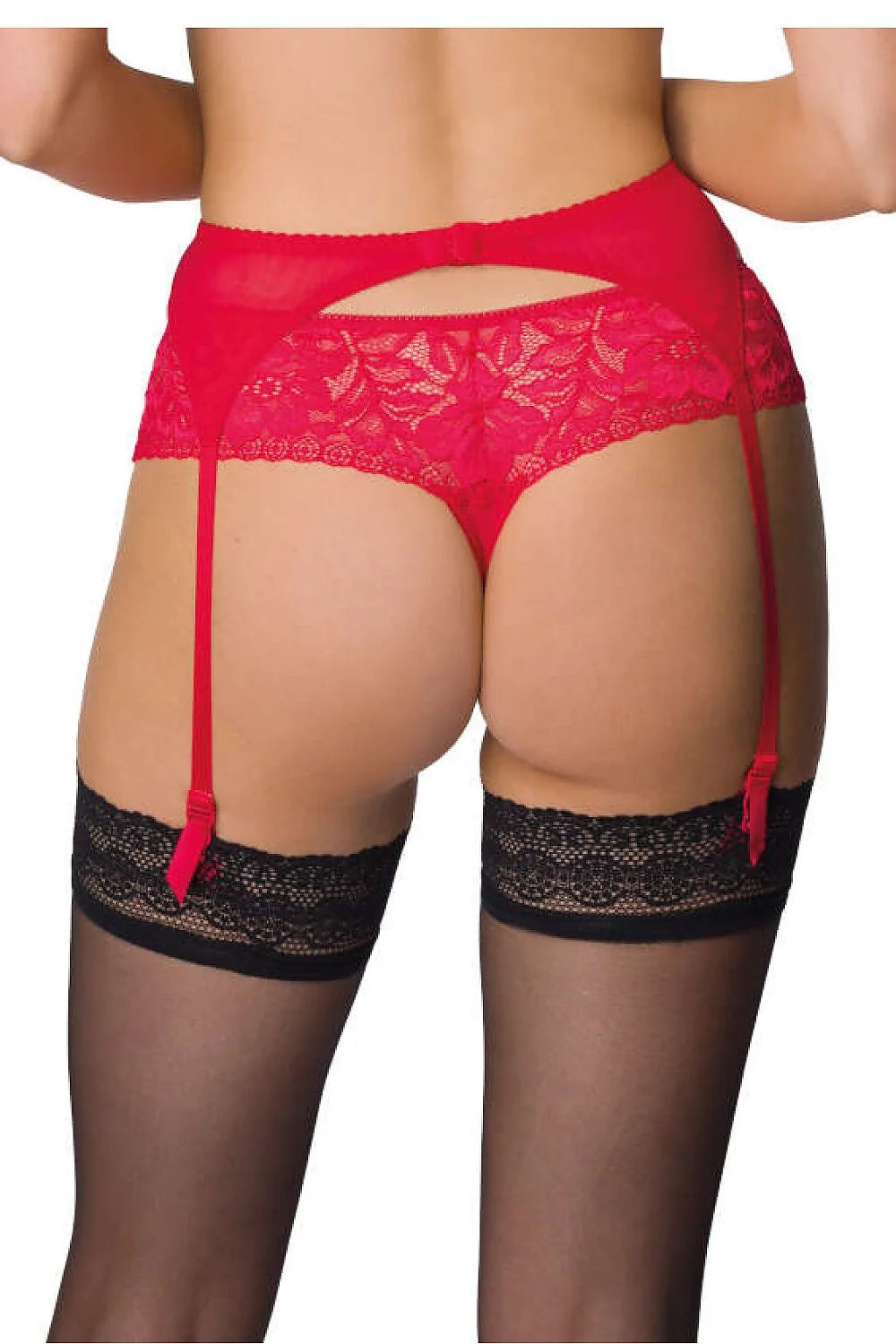 Ensemble de lingerie sexy en dentelle florale rouge, culotte et porte-jarretelles ajustables, matière élastique et confortable pour femmes, style élégant et sensuel