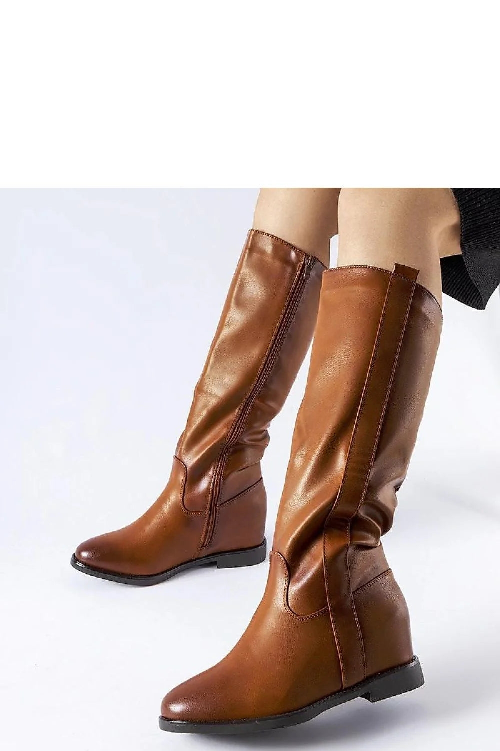 Bottes cothurnes Solea en cuir marron élégantes talon caché fermure éclair cavalier hiver automne femmes