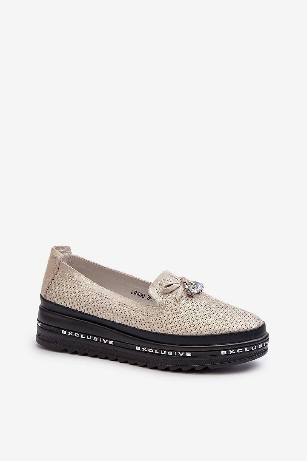 Mocassins femmes design moderne élégant mocassins plateforme cuir naturel beige semelle épaisse style casual chic S.Barski