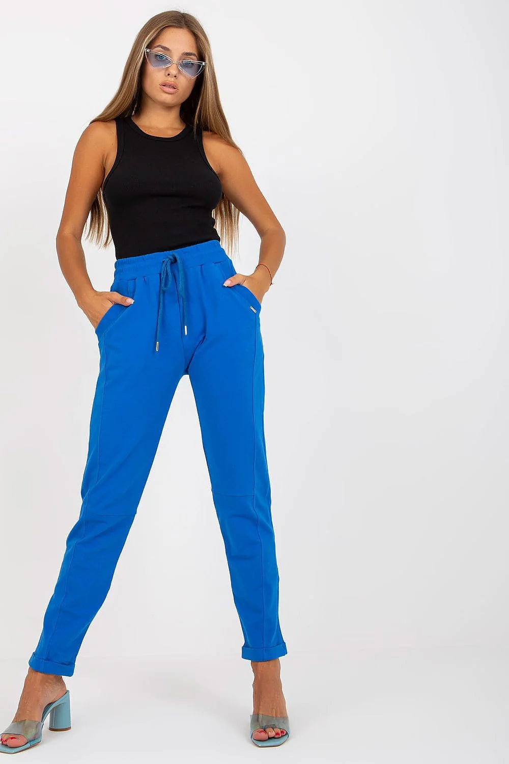 Pantalon survêtement Relevance hauteur taille élastique poches latérales coton élasthanne slim fit style casual femme