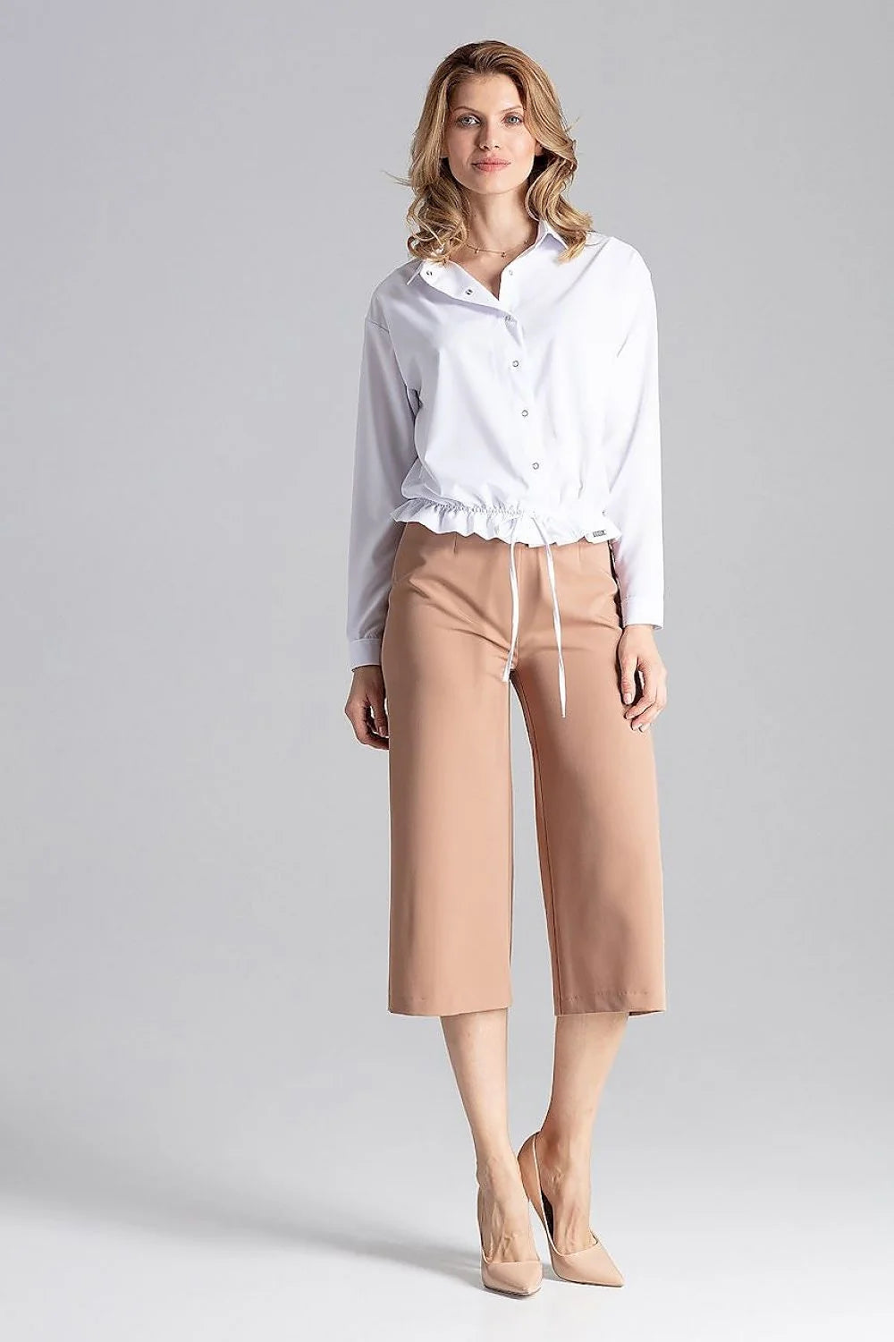 Pantalon jaune vif femme en tissu lisse élégant moderne taille haute coupe évasée chic