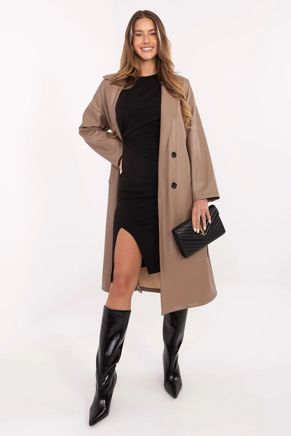 robe crayon élégante féminine midi ajustée silhouette flatteuse viscose polyester confort manches longues épaulettes drapés plis asymétrique chic soirée bureau