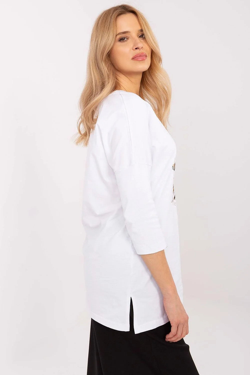 T-shirt femme manches longues motif animal zèbre léopard moderne Casual chic coton respirant doré
