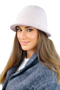 Chapeau Kamea élégant design cloche motif carreaux rose pâle matériau haute qualité femme automne hiver