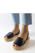 Sandales plates plateforme cuir noir espadrille Summercollection mode femme élégance comfort été 2023