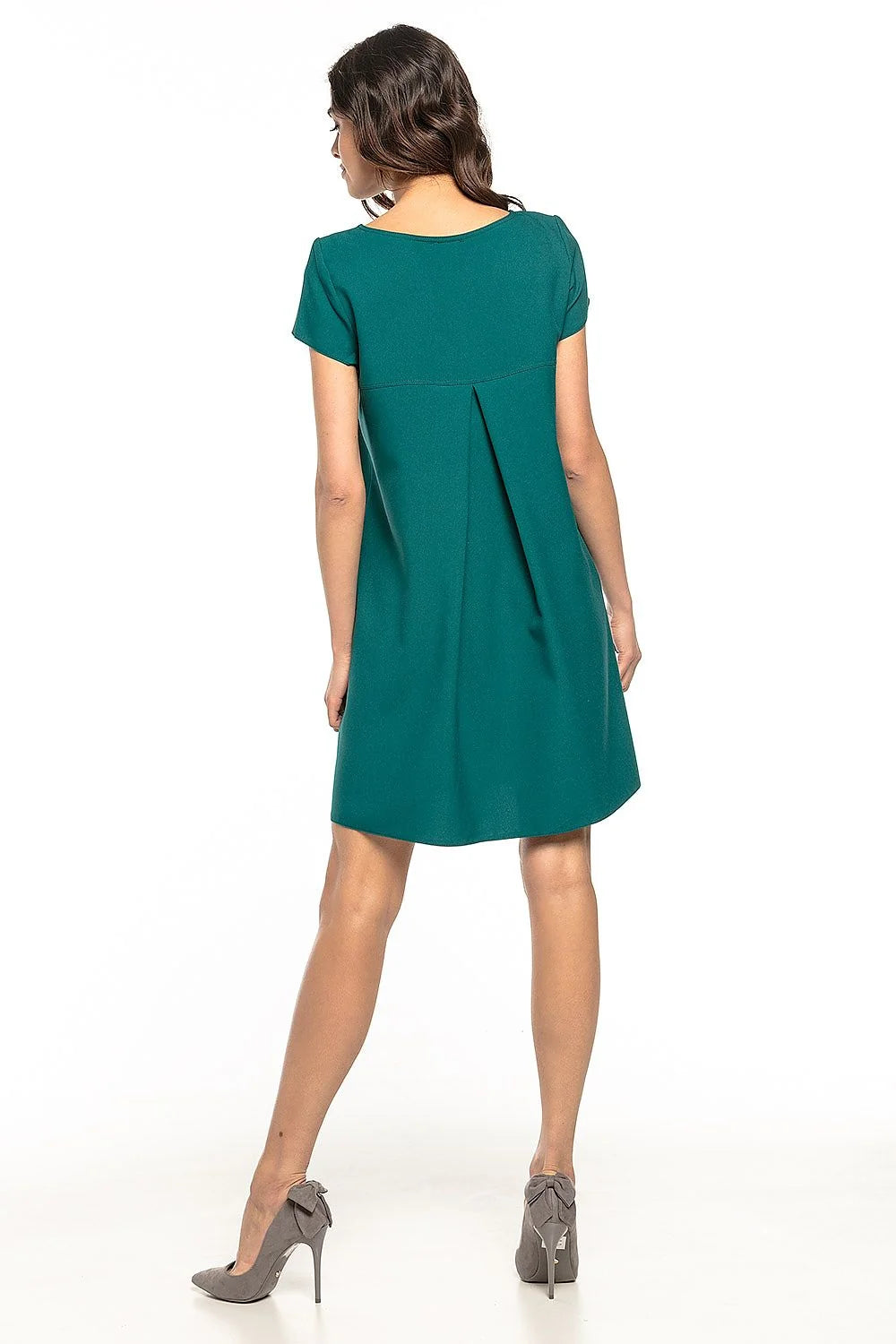 Robe grise en polyester élégante et décontractée manches courtes tendance pour femme mode actuelle