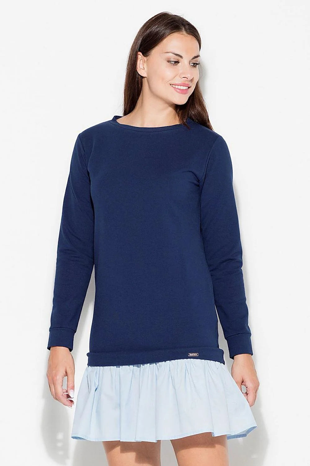 Robe casual jersey kaki manches longues élégante et confortable pour un style décontracté quotidien