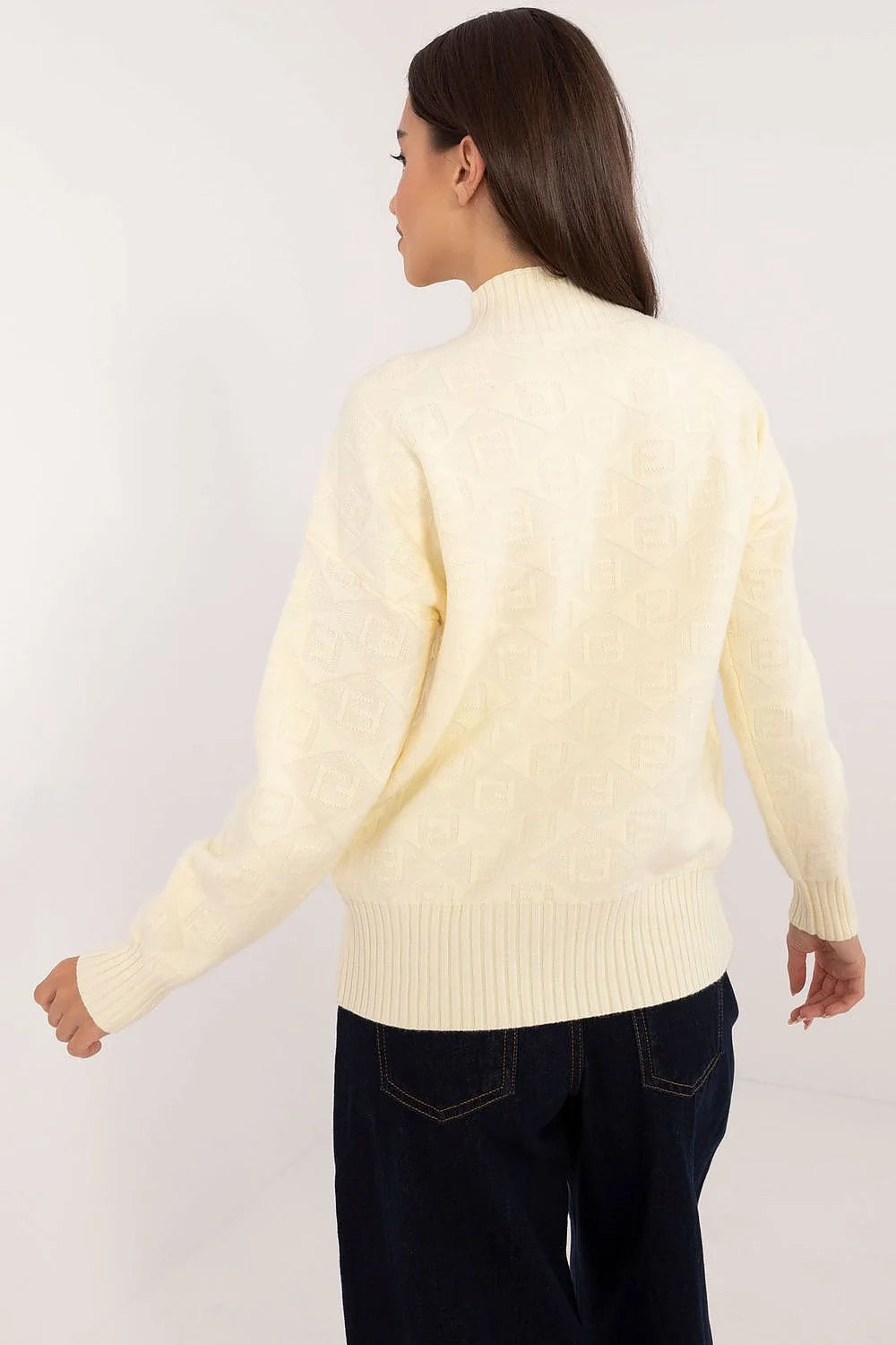 Pull à col roulé pour femme en mélange acrylique polyester texture variée manches longues coupe classique style moderne intemporel