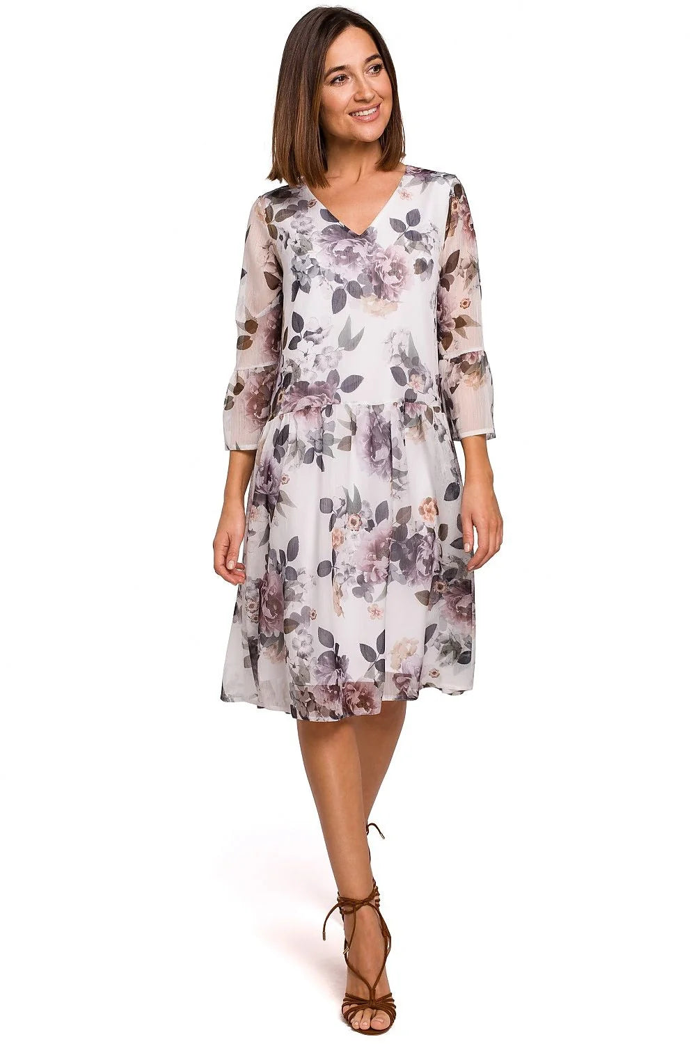 Robe de jour en mousseline de soie fleurie ample élégante pour femmes journées chaudes 2023