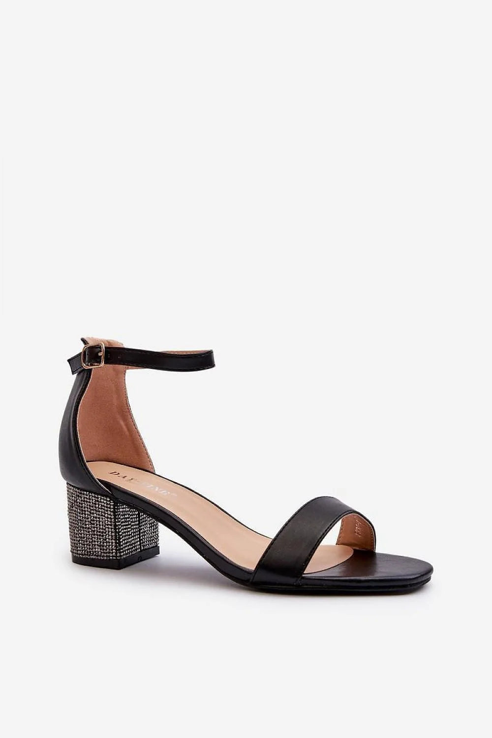 Sandales à talons carrés pour femmes en cuir artificiel noir, style élégant et moderne, confortable et tendance