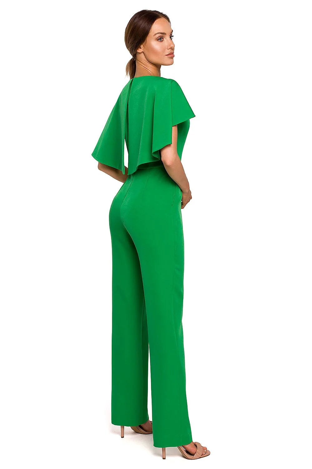 Combinaison femme polyester élégante vert vif chic ajustée chaîne soirée occasions spéciales mode