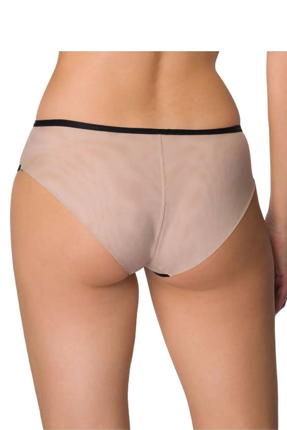 Culotte féminine élégante en tissu transparent brodé floral noir nude taille mi-haute coupe classique occasion spéciale luxe dentelle tulle