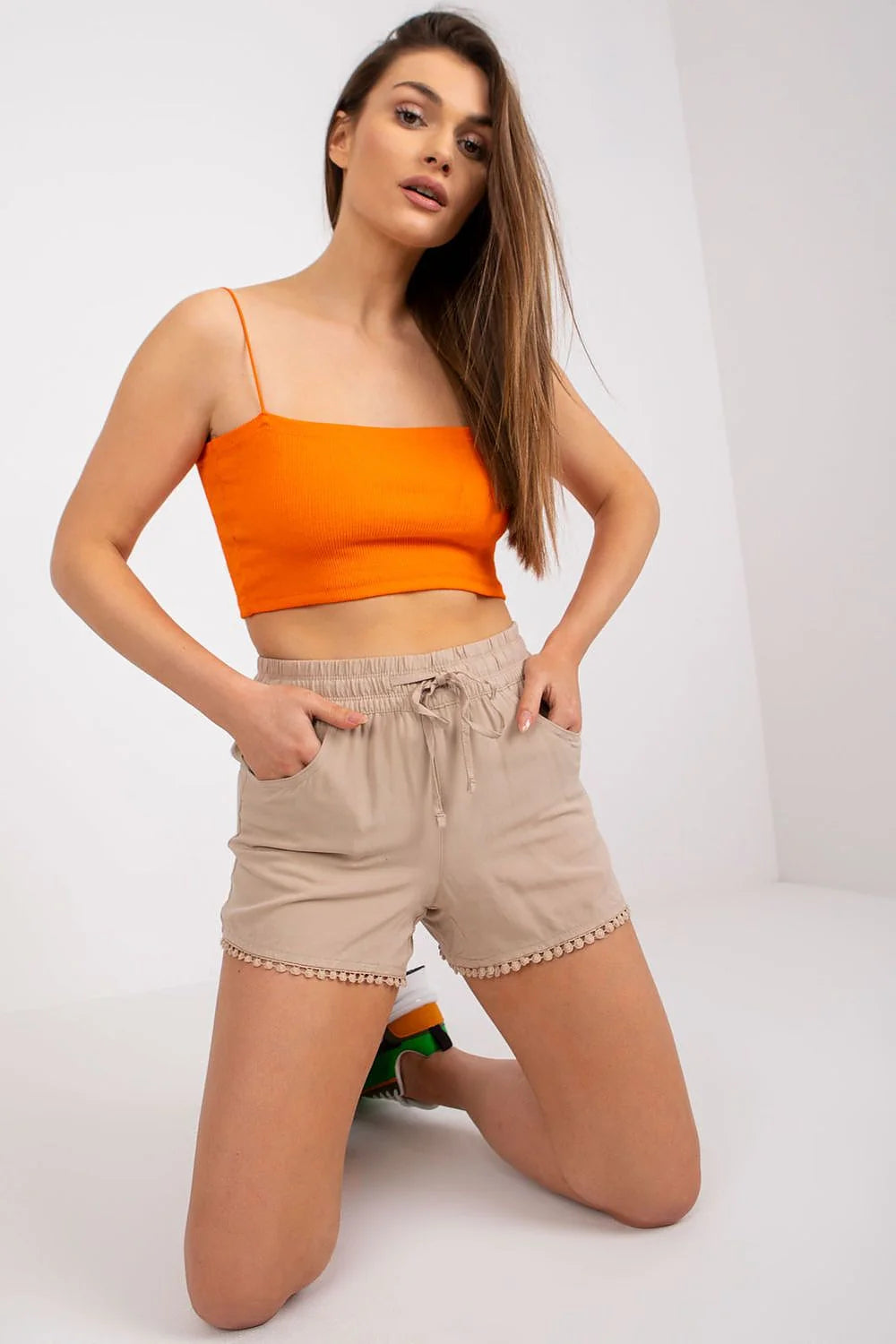 Shorts Fresh Made Femme Taille Hanche Ceinture Poches Coulissantes Viscose 100 % Élégant Confort Été
