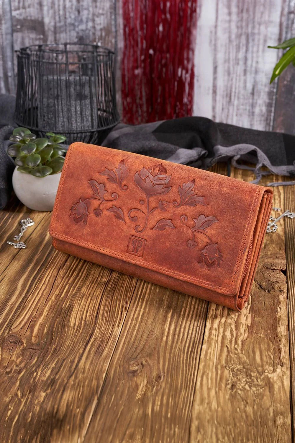 Portefeuille femme Galanter vintage floral embossing élégant intemporel RFID protection compartments Italian design women's accessory