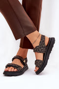 Sandales Step in style confortables élégantes style moderne été femme cuir artificiel velcro plateforme 3 cm doré