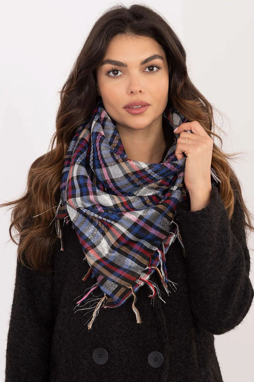 Foulard carré à carreaux multicolore pour femmes, style classique, franges décoratives, écharpe polyvalente pour quotidien et soirées