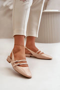 Ballerines Step in style cuir artificiel style épuré boucles métalliques beige nude confort talon 3 cm femme