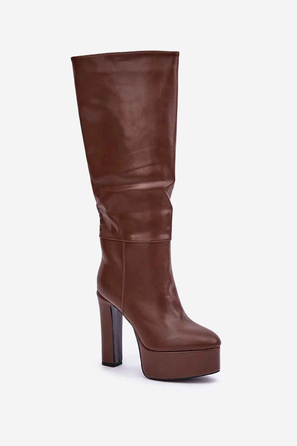 Bottes à talons épaisses pour femme, design élégant, cuir synthétique, fourrure intérieure, plateau stabilisateur, talon 13.5 cm, hiver automne, mode tendance, style audacieux, confortable, silhouette ajustée, look moderne, vêtements féminins