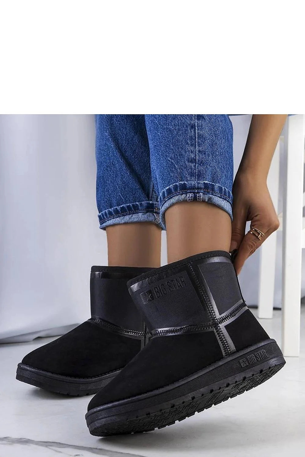 Bottines de neige en cuir suédé écologique, doublure fourrure, style moderne, semelle caoutchouc durable, BIG STAR, pour femmes