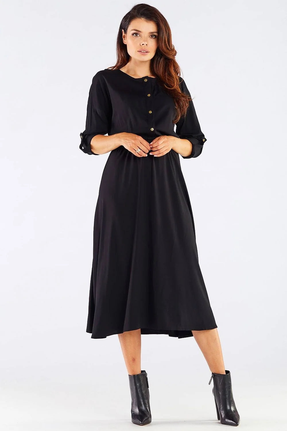Robe midi légère bordeaux manches kimono élégante femme ajustable travail sortie style confort