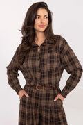 chemise flanelle femme manches longues carreaux tartan col classique boutons poche poitrine broche amovible coupe décontractée élasthanne viscose polyester durable