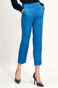 Pantalon femme Nife moderne chino直筒 taille haute élastique couleur bleu vibrant polyester élasthanne occasion décontractée bureau