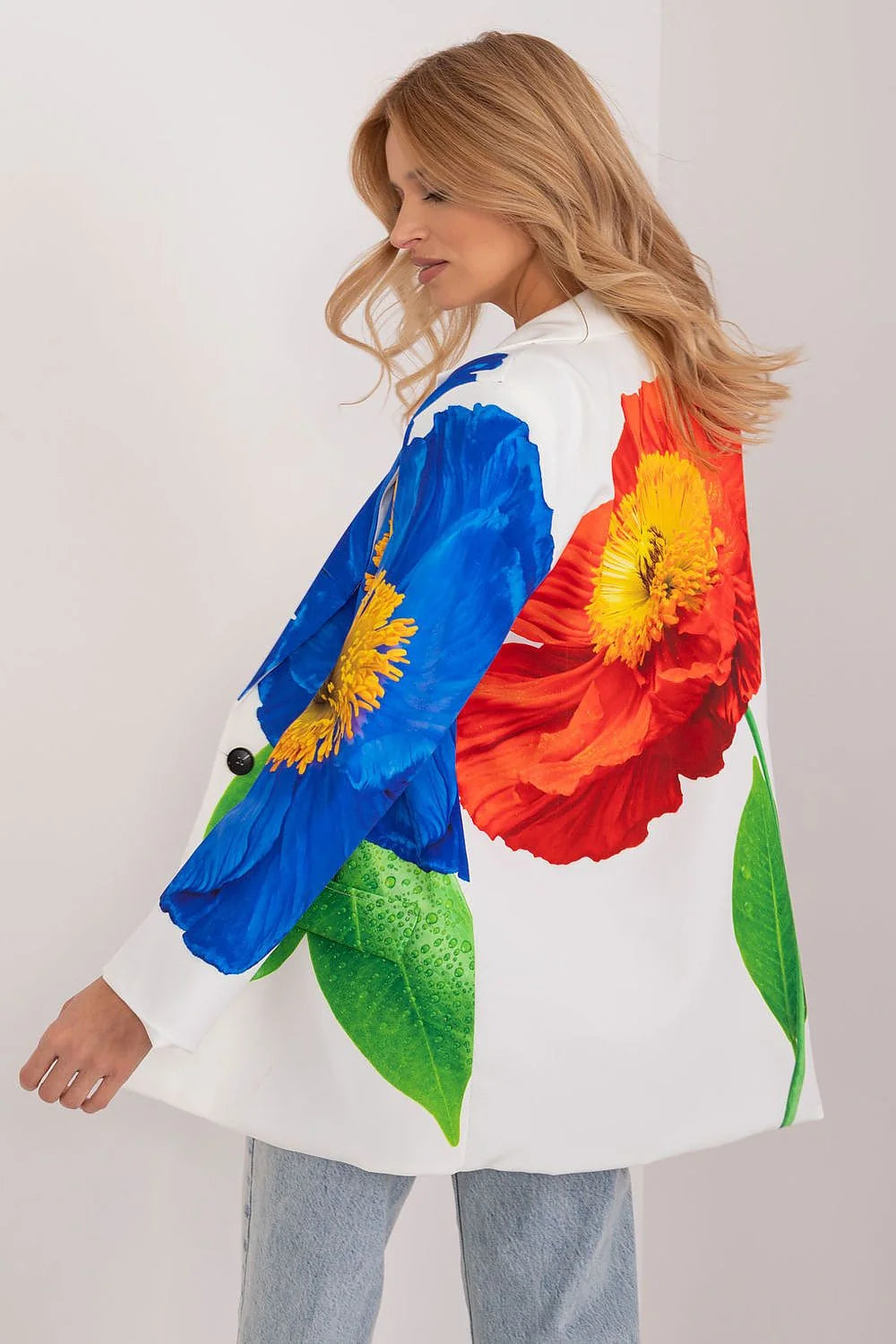 Veste femme imprimé floral oversize design audacieux motifs multicolores blazer élégant polyester mode été