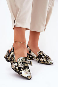 escarpins slingbacks femme talons bas carrés brocart jacquard noir floral crème doré satiné velouté bout pointu bride ouverte nœud décoratif
