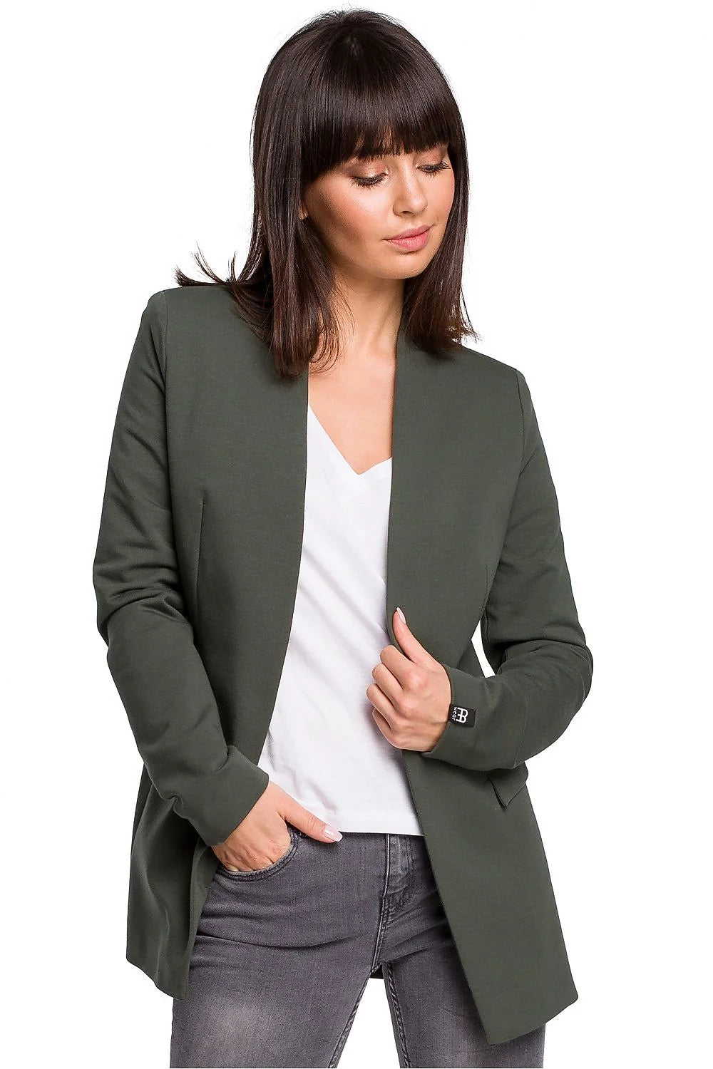 blazer femme BeWear rouge vif ajusté cintré manches longues col châle poches rabat doublé coton élasthanne confortable structuré